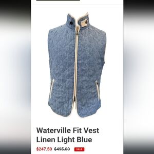 Waterville Fit Vest, Mens, Made In Italy Blue Linen, Org Retail $495, Sz M